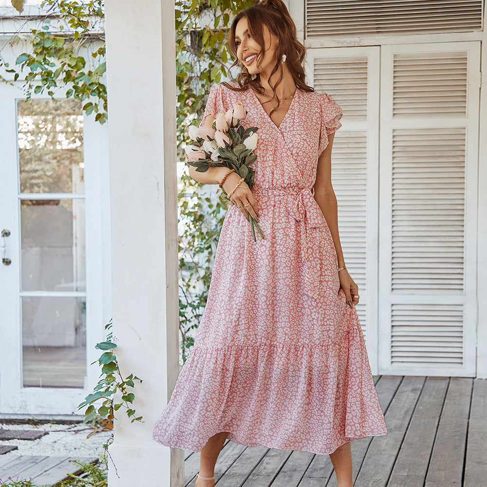 Deep V Sexy Polka Dot Casual Long Dress-Massicos