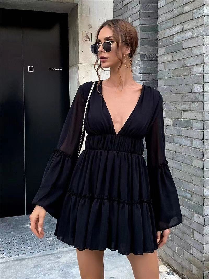 Sexy V-neck Chiffon Beach Dress-Massicos