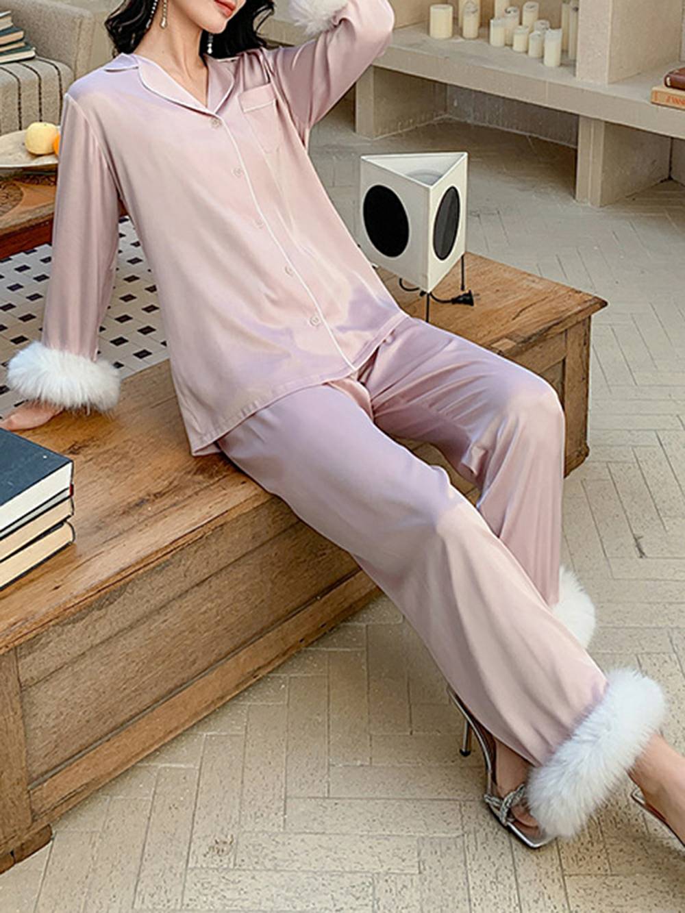 Danica Pajama Set-Baby Pink-Massicos