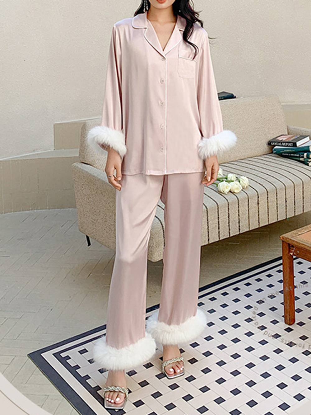 Danica Pajama Set-Baby Pink-Massicos