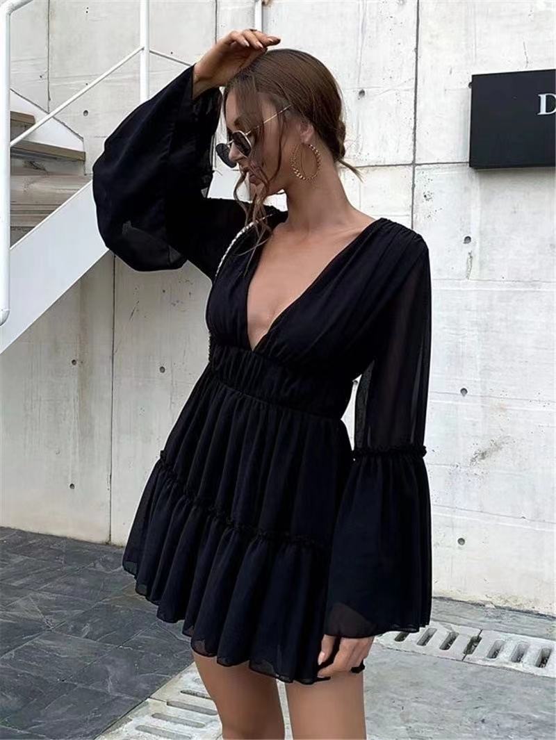 Sexy V-neck Chiffon Beach Dress-Massicos