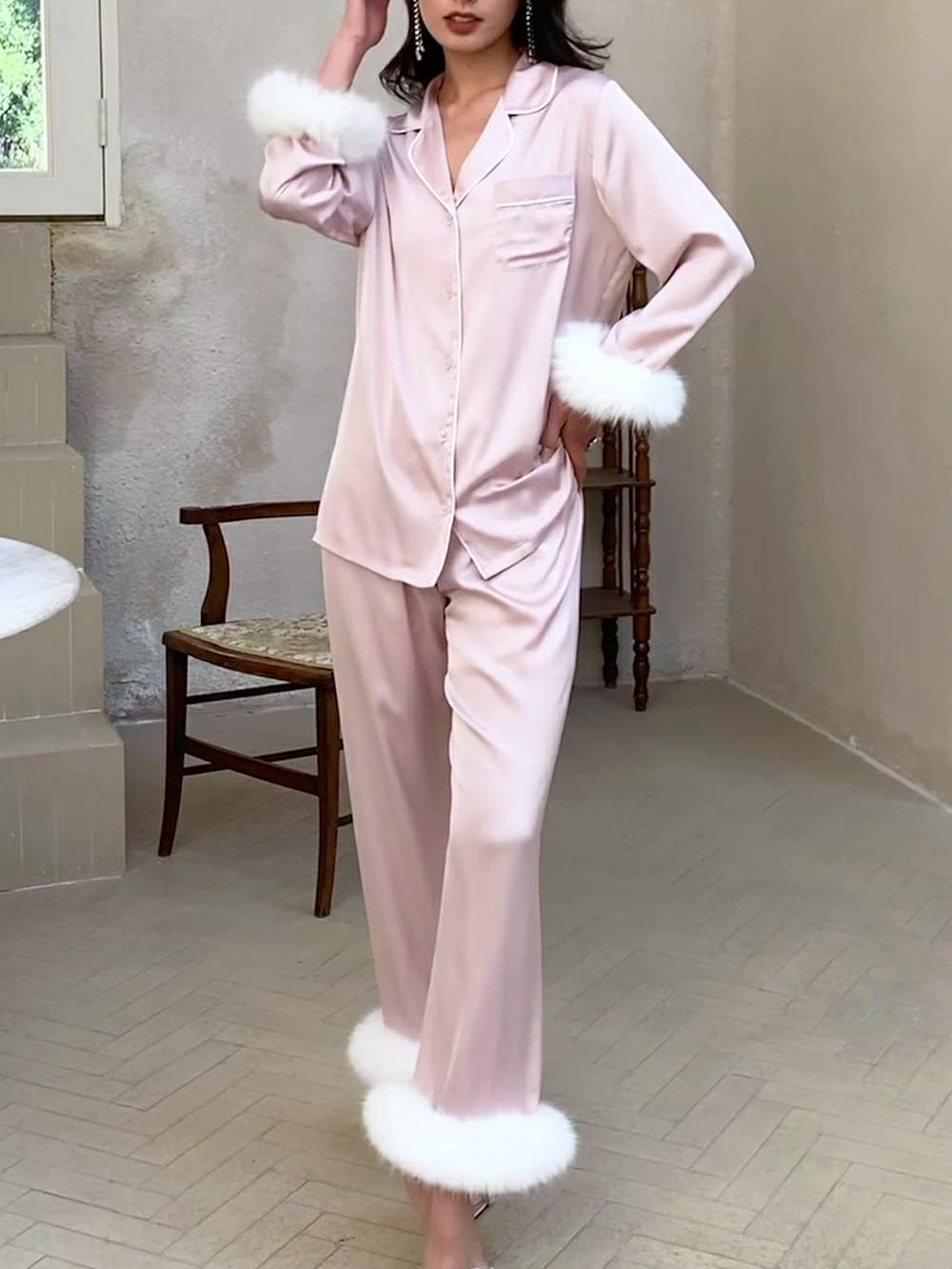 Danica Pajama Set-Baby Pink-Massicos