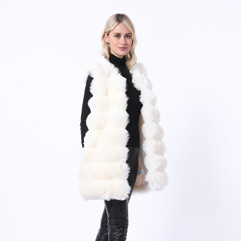Faux fur vest coats-Massicos