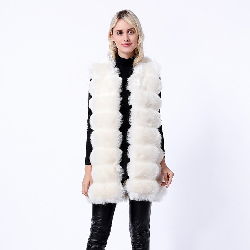 Faux fur vest coats-Massicos