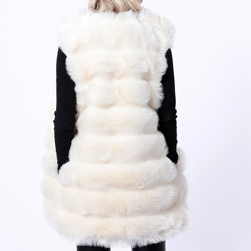 Faux fur vest coats-Massicos