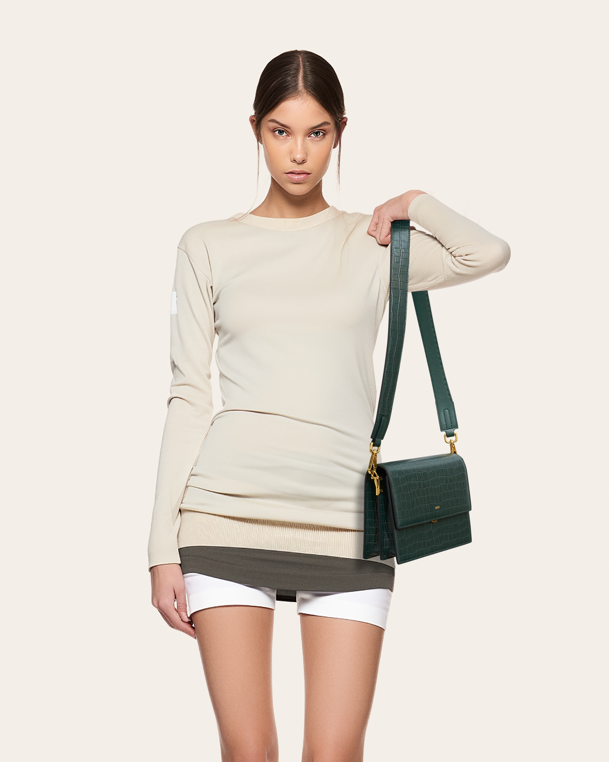 Mini Flap Crossbody - Dark Green Croc-ROVOLE