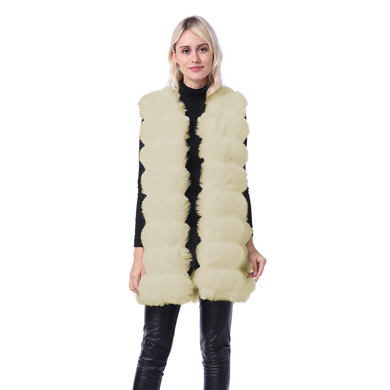 Faux fur vest coats-Massicos