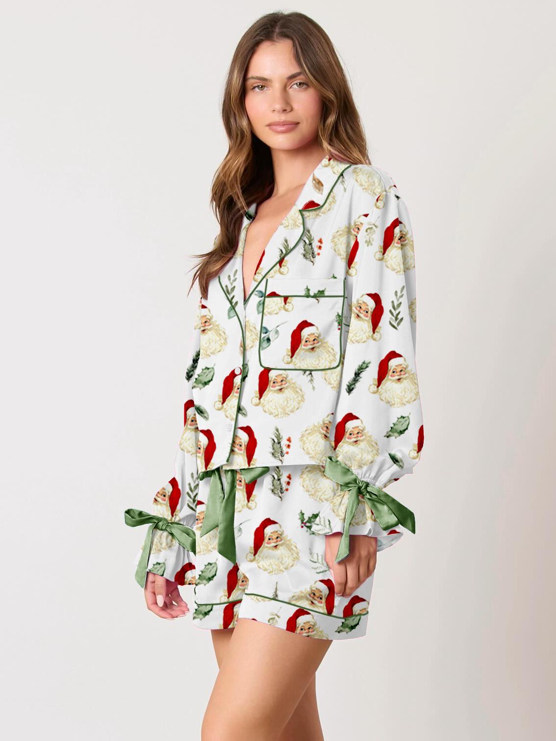 Cute Santa Head Print Pajama Set-Massicos