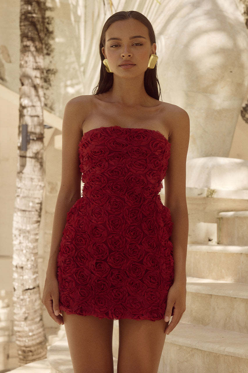 Blossom Flame Midi Dress-ROVOLE