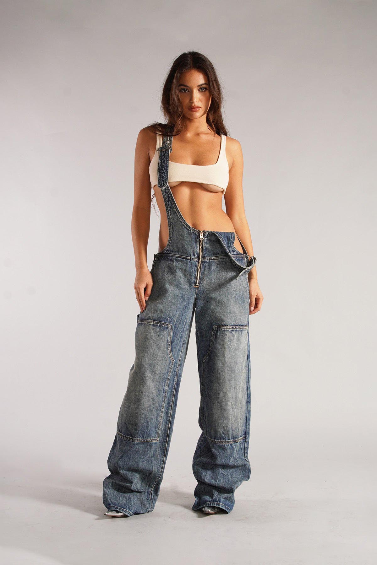 Chic Utility Denim Jumpsuit-ROVOLE
