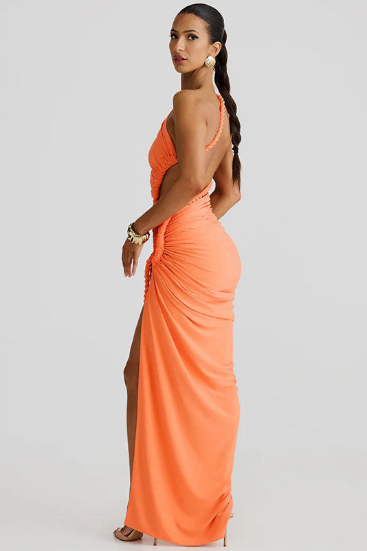 Strapless Cut-Out Lace-Up Maxi Dress-ROVOLE
