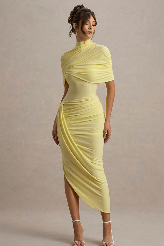 Cape Waist Midi Dress-ROVOLE