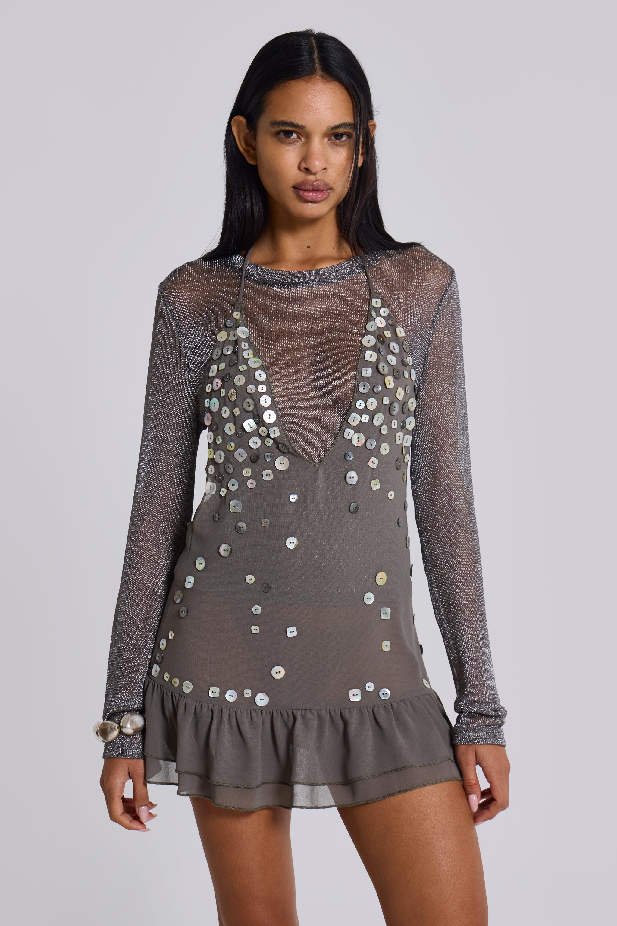 Button Me Up Mini Dress-Massicos