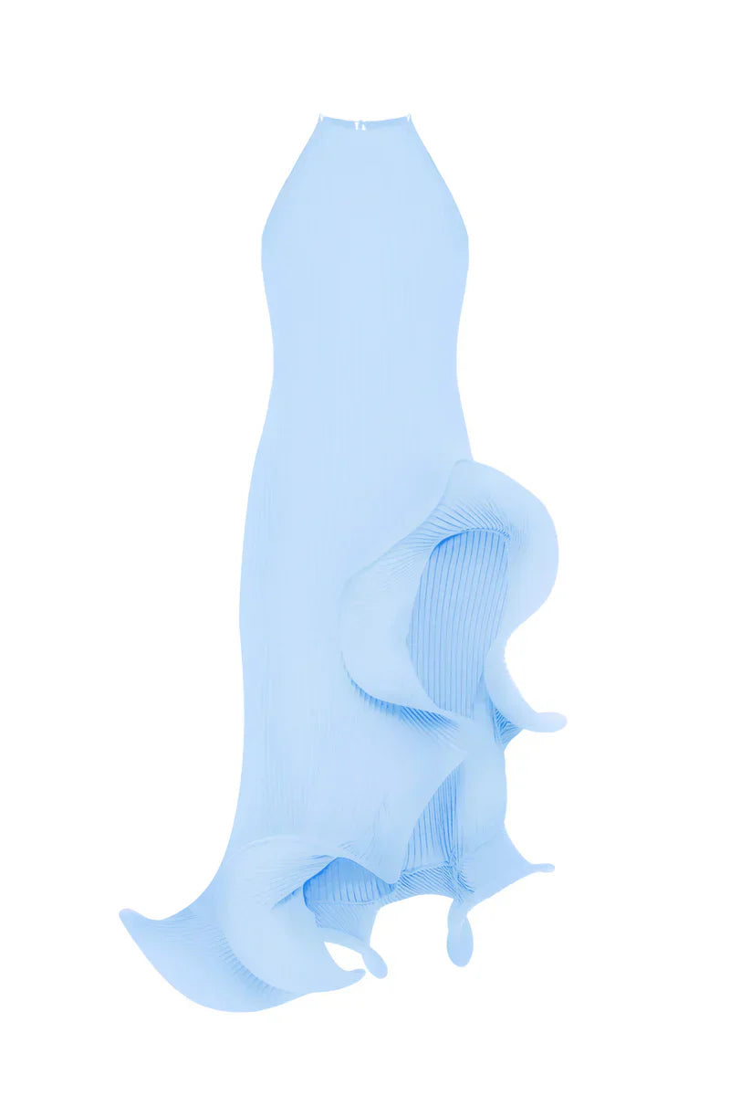 Hand-pleated wave dress-Massicos