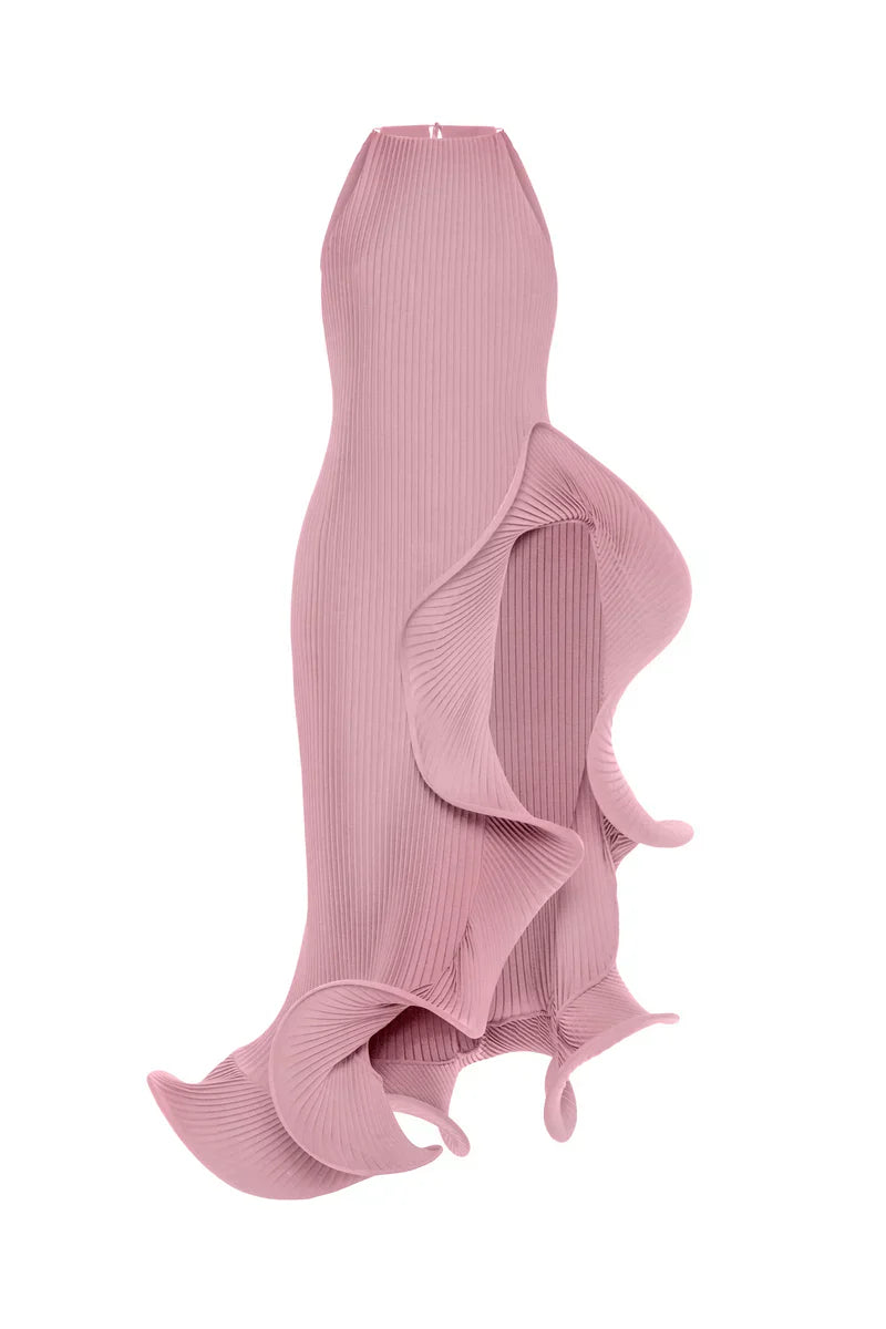 Hand-pleated wave dress-Massicos