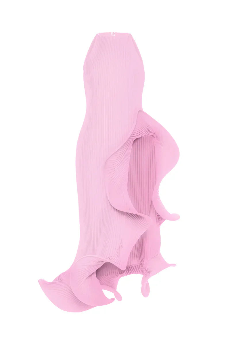 Hand-pleated wave dress-Massicos