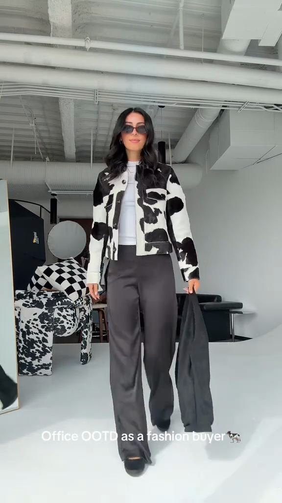 Cow - Print Faux Fur Jacket-Massicos