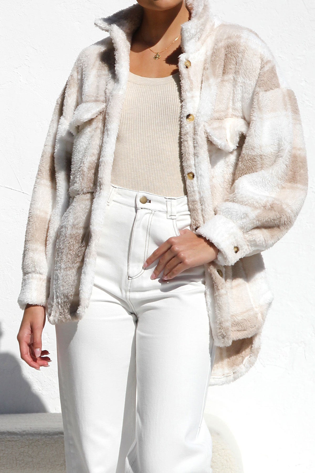 Mabel Plaid Teddy Jacket-Massicos
