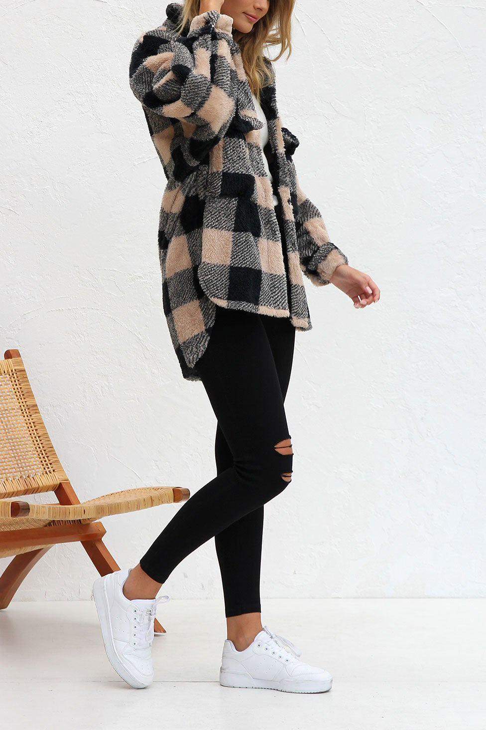 Mabel Plaid Teddy Jacket-Massicos