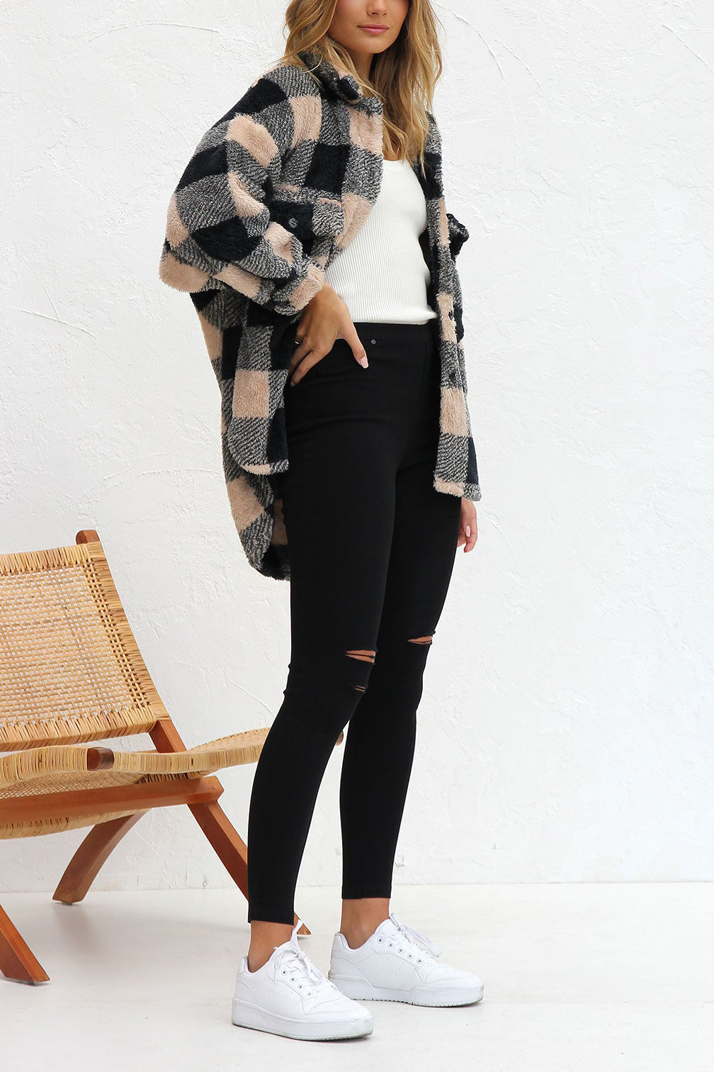 Mabel Plaid Teddy Jacket-Massicos