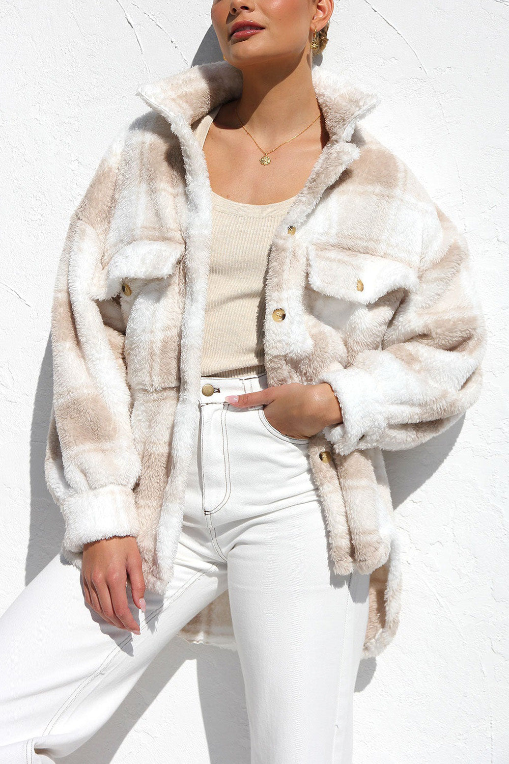 Mabel Plaid Teddy Jacket-Massicos
