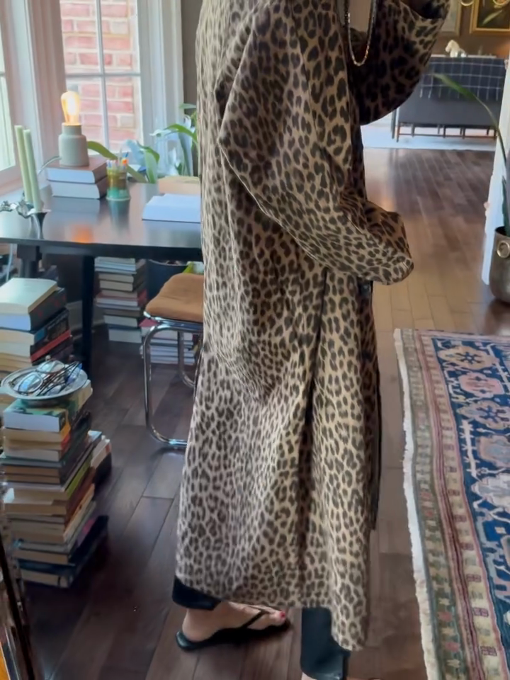 Leopard - Print Long Coat-Massicos