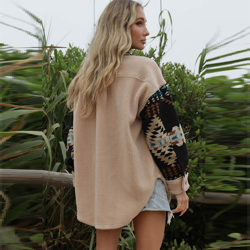 Bonnie Aztec Patchwork Teddy Jacket-Massicos
