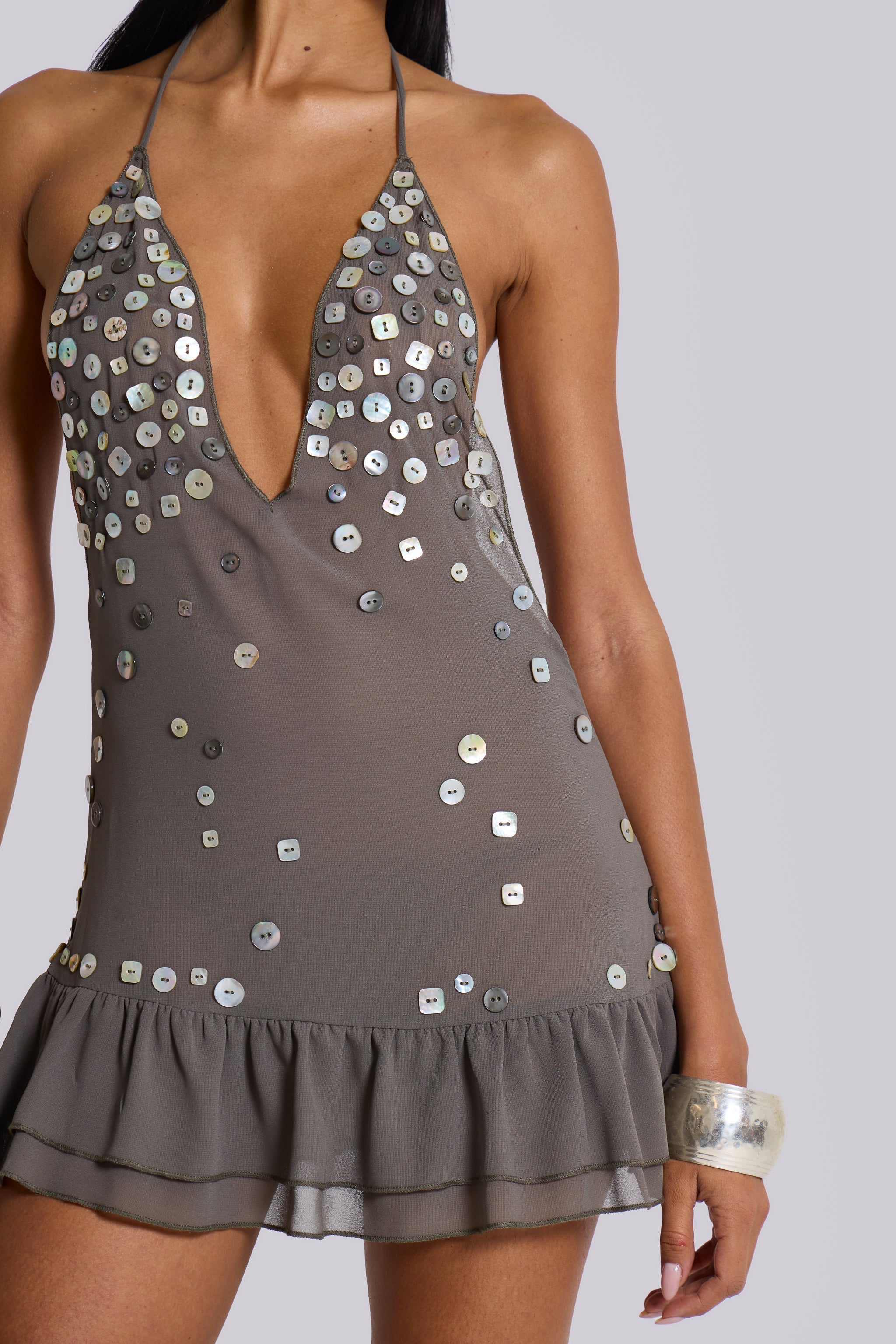 Button Me Up Mini Dress-Massicos