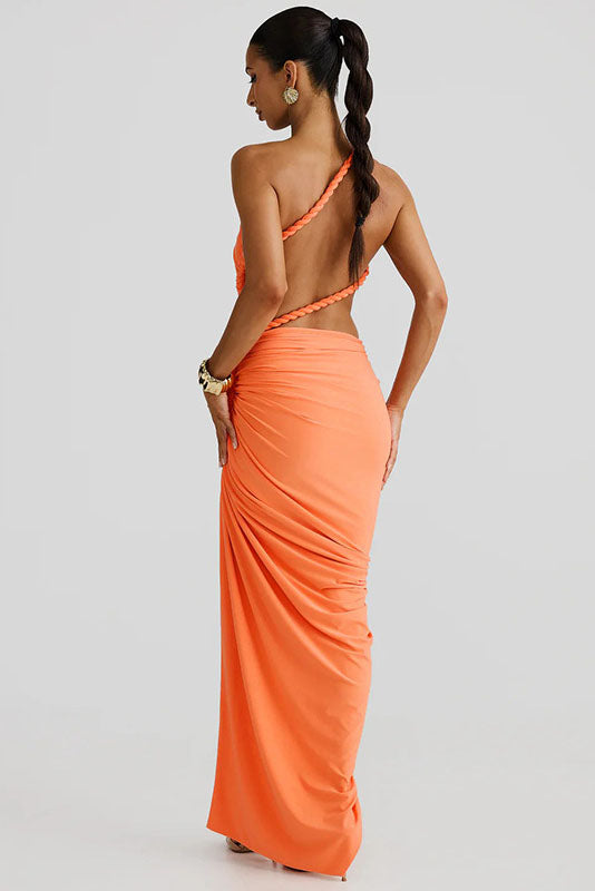 Strapless Cut-Out Lace-Up Maxi Dress-ROVOLE