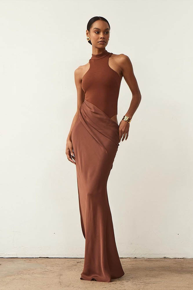 Panelled Cutout Bodycon Dress-ROVOLE