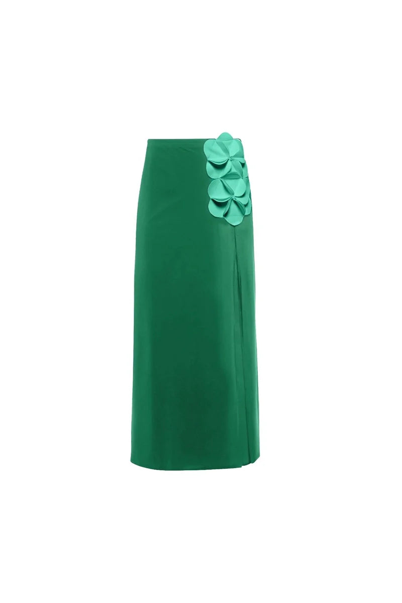 Green 3D Floral Strapless Swimsuit-ROVOLE