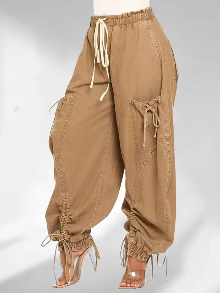 Adjustable Waist Denim Pants-Massicos