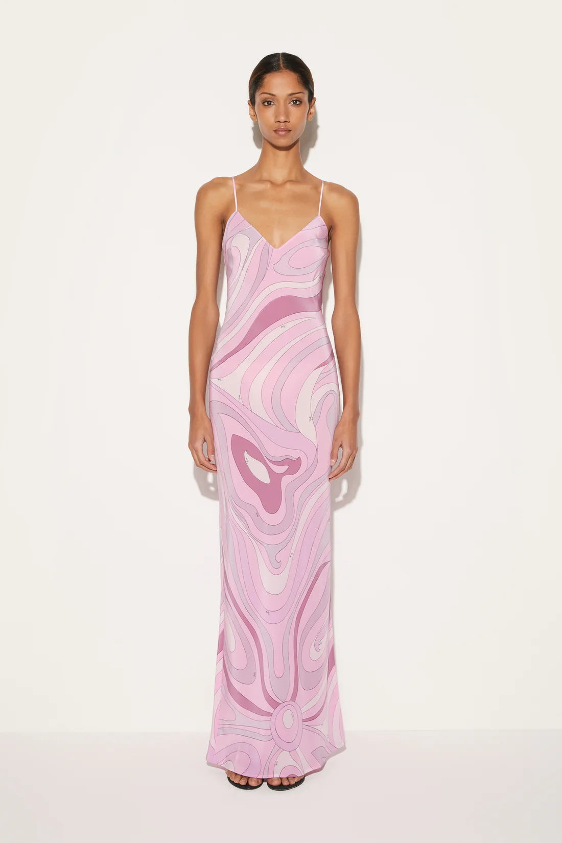 Marmo Printed Satin Maxi Dress-ROVOLE