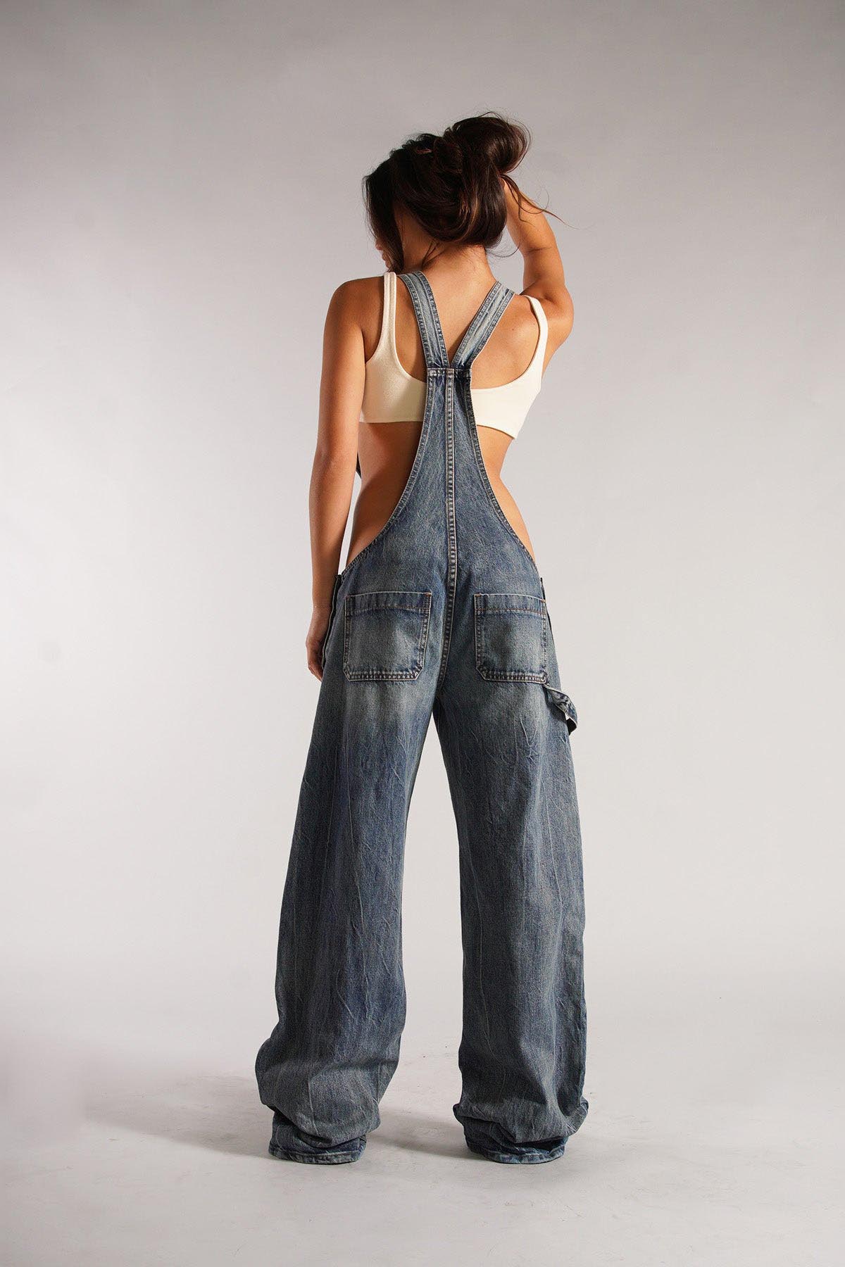 Chic Utility Denim Jumpsuit-ROVOLE