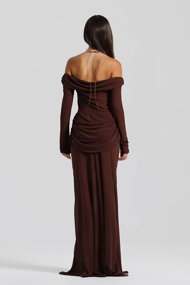 Moonlit Grace Off-Shoulder Dress-ROVOLE