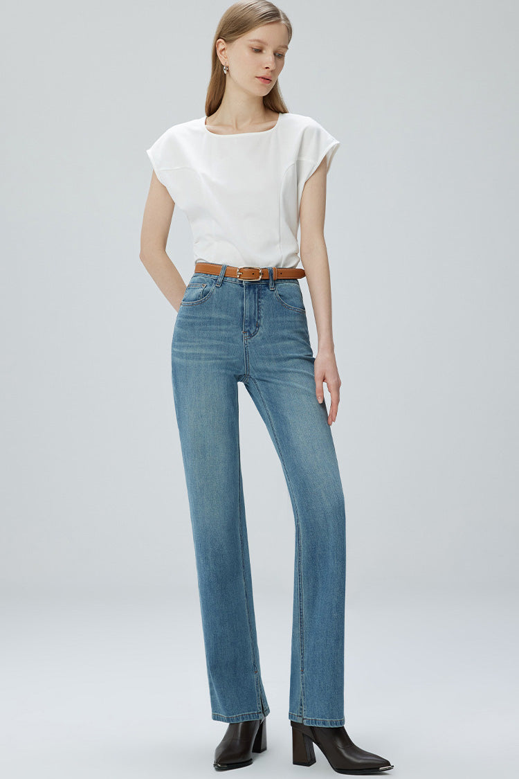 French Fry Wide-leg Slim Jeans-ROVOLE