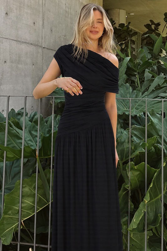 Asymmetric Cutout Evening Maxi Dress-ROVOLE