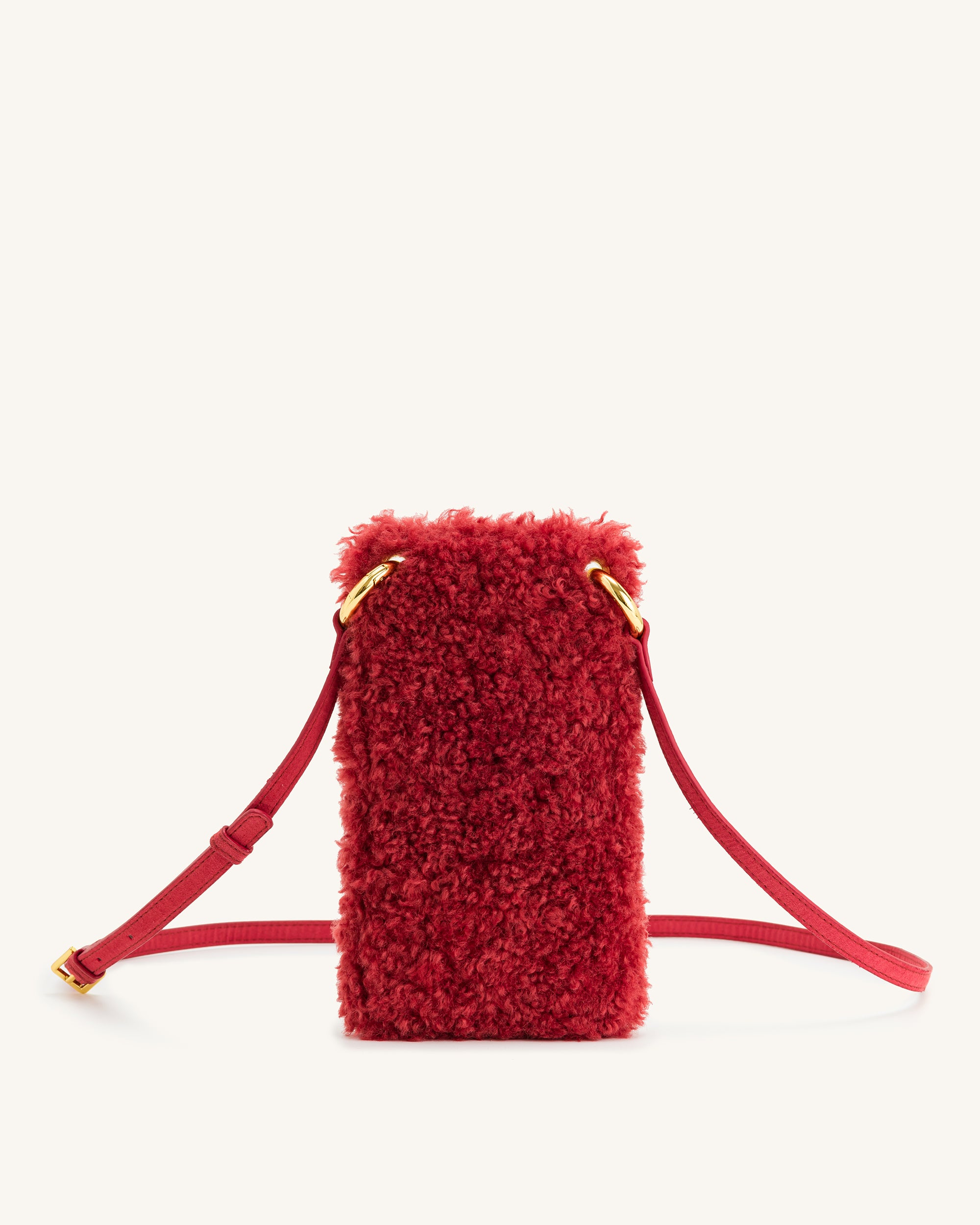 Aylin Faux Fur And Suede Phone Bag - Magenta-ROVOLE