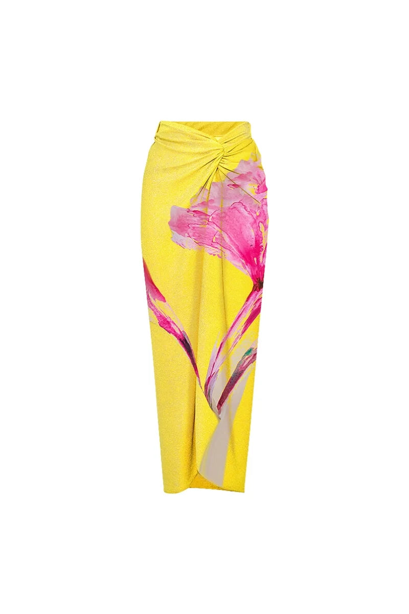 Floral Print Swimsuit with 3D Flower Detail-ROVOLE