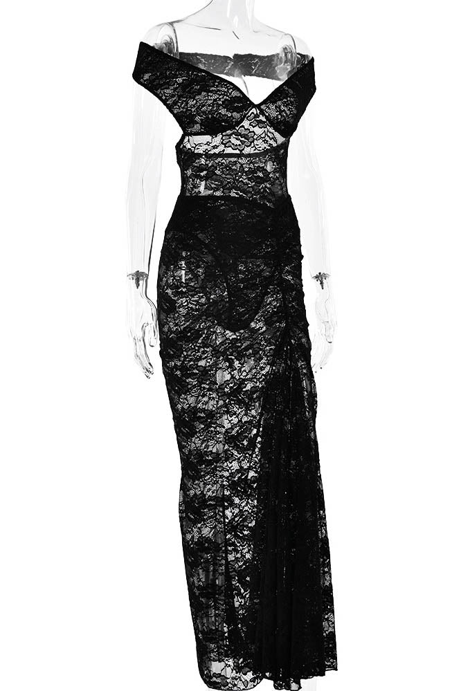 Lace Whisper – Backless Skirt Ensemble-ROVOLE