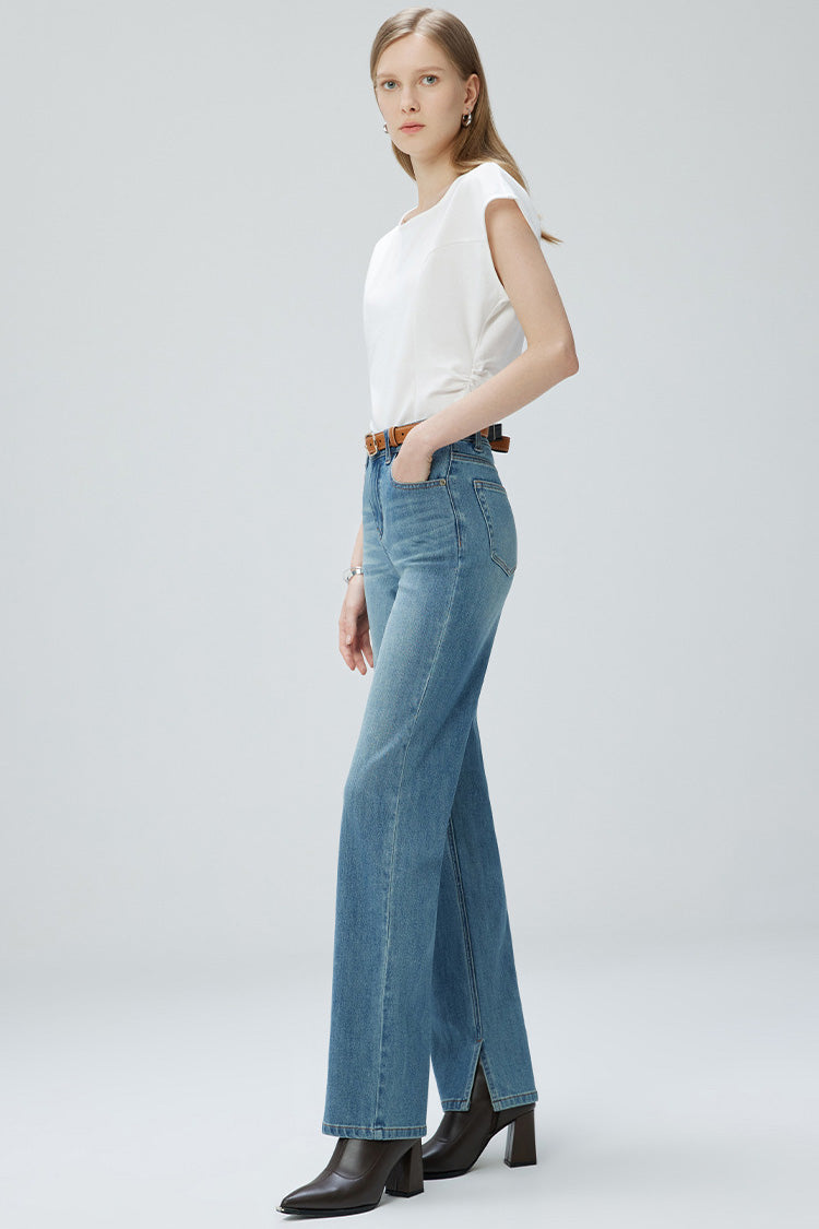 French Fry Wide-leg Slim Jeans-ROVOLE