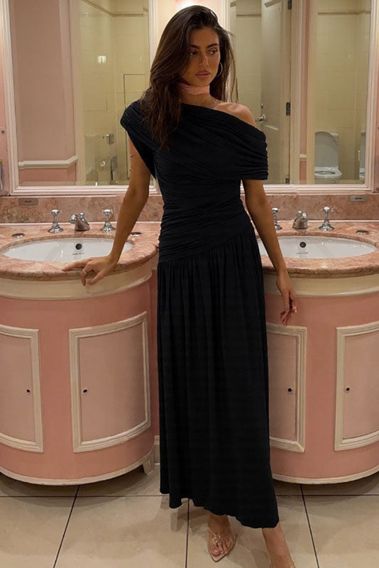 Asymmetric Cutout Evening Maxi Dress-ROVOLE