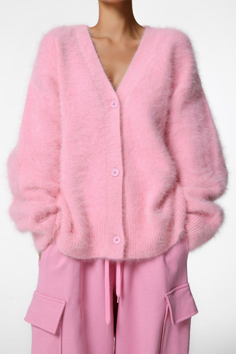 Celebrities Elegant Solid Buttons V Neck Outerwear-ROVOLE