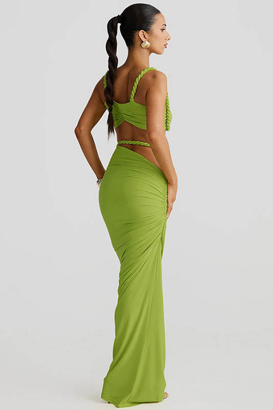 Apricot Breeze Skirt Set-ROVOLE