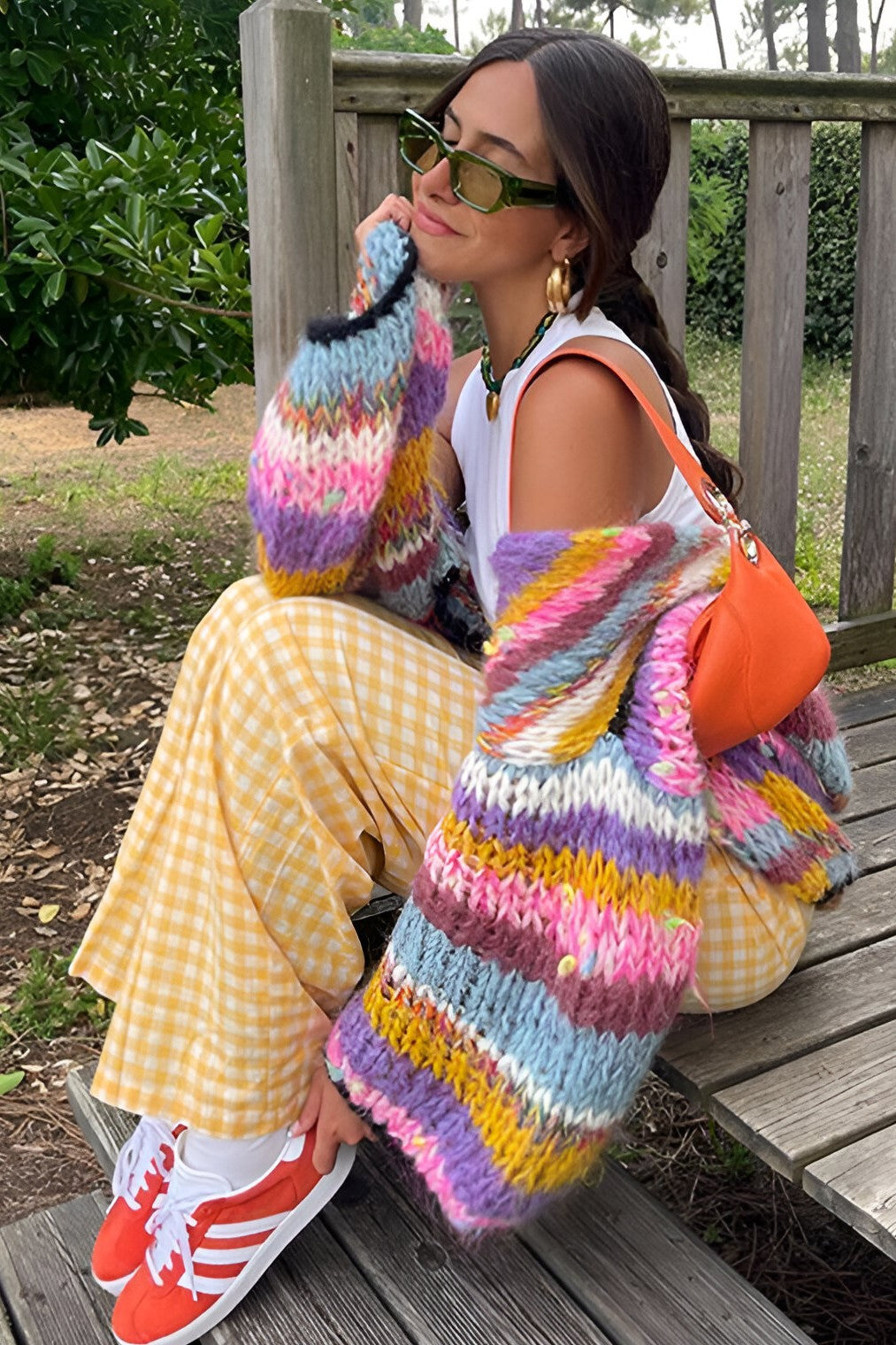 Oversized and Colourful Cardigan-ROVOLE