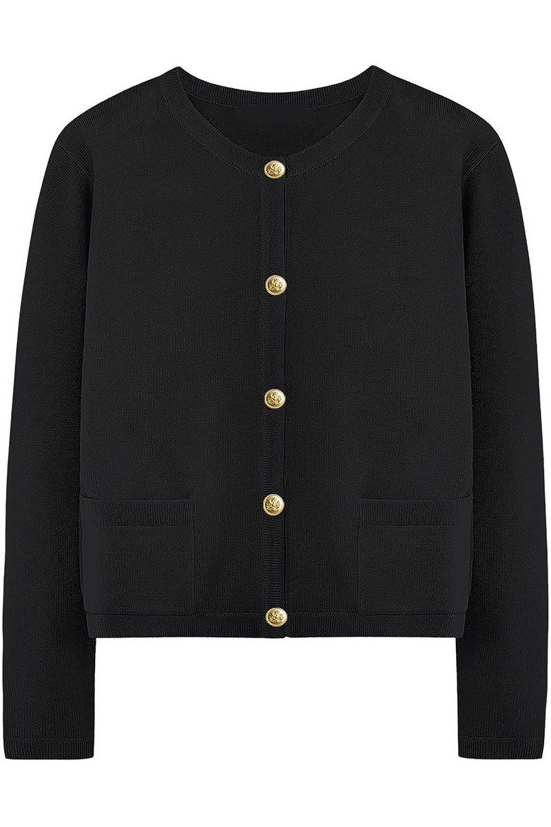 Casual Daily Solid Color Pocket Buttons O Neck Outerwear(3 Colors)-ROVOLE