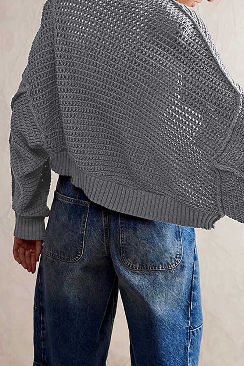 Casual Daily Solid Color Weave Cardigan Collar Outerwear(4 Colors)-ROVOLE