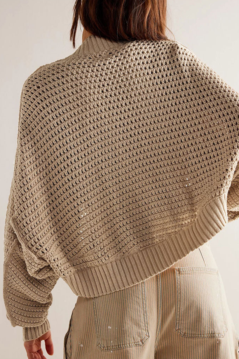 Casual Daily Solid Color Weave Cardigan Collar Outerwear(4 Colors)-ROVOLE