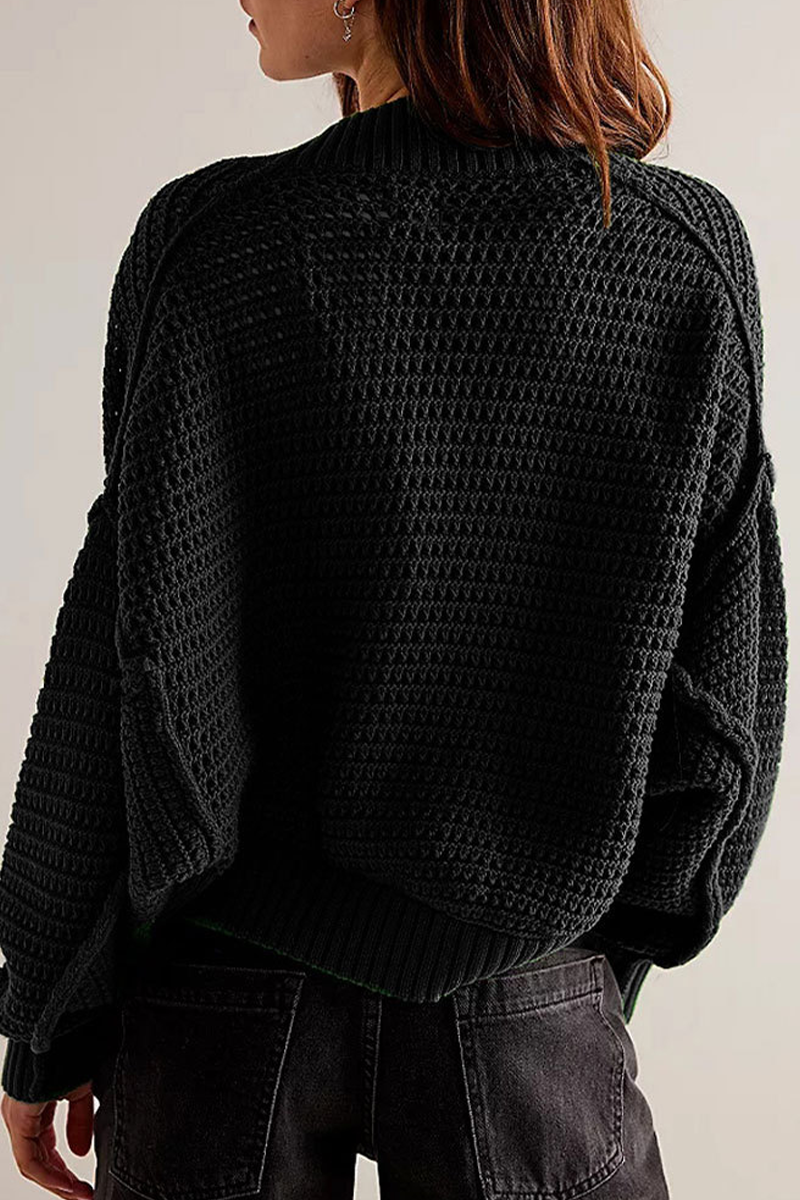 Casual Daily Solid Color Weave Cardigan Collar Outerwear(4 Colors)-ROVOLE