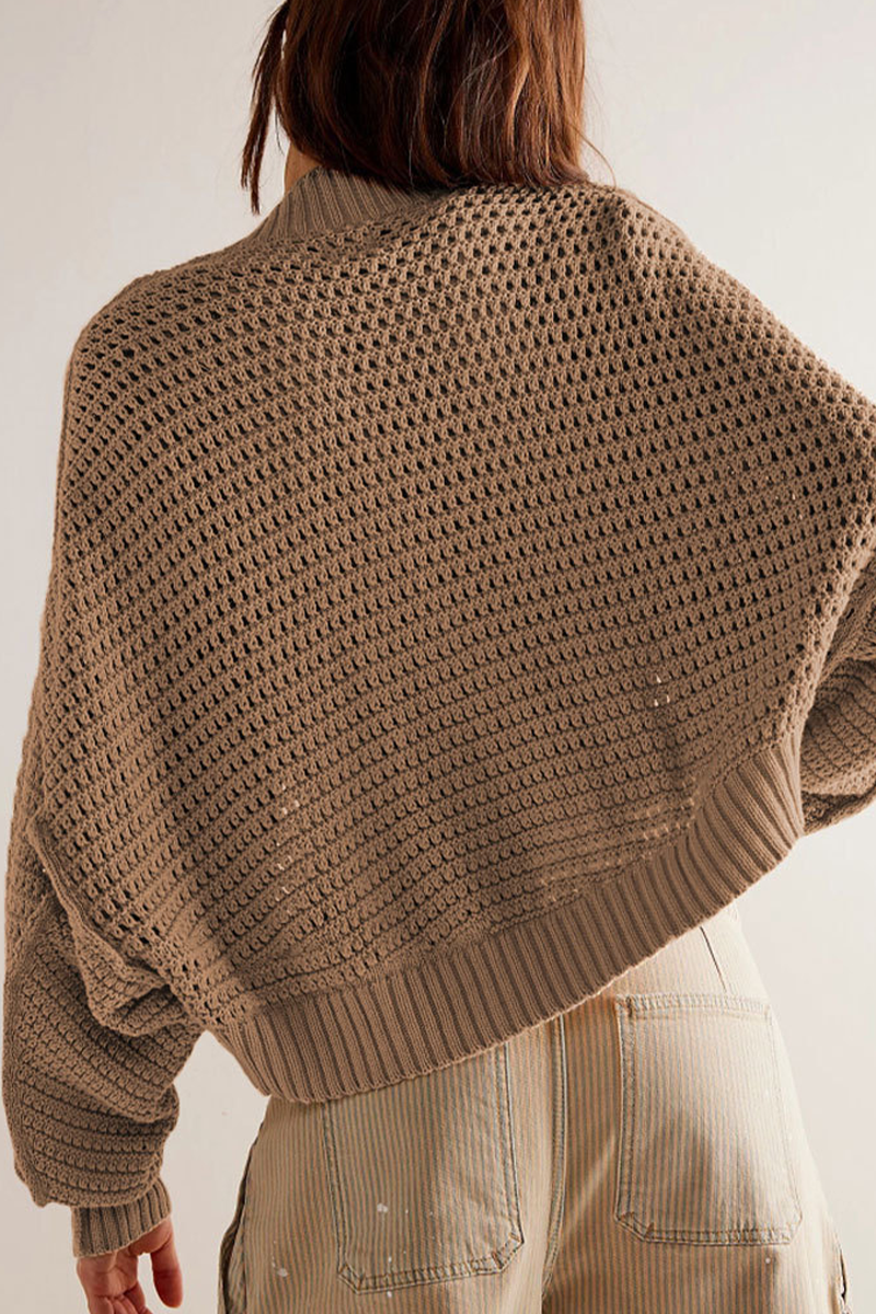 Casual Daily Solid Color Weave Cardigan Collar Outerwear(4 Colors)-ROVOLE